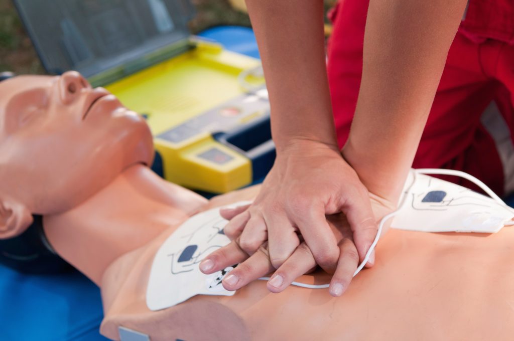 CPR training on a dummy